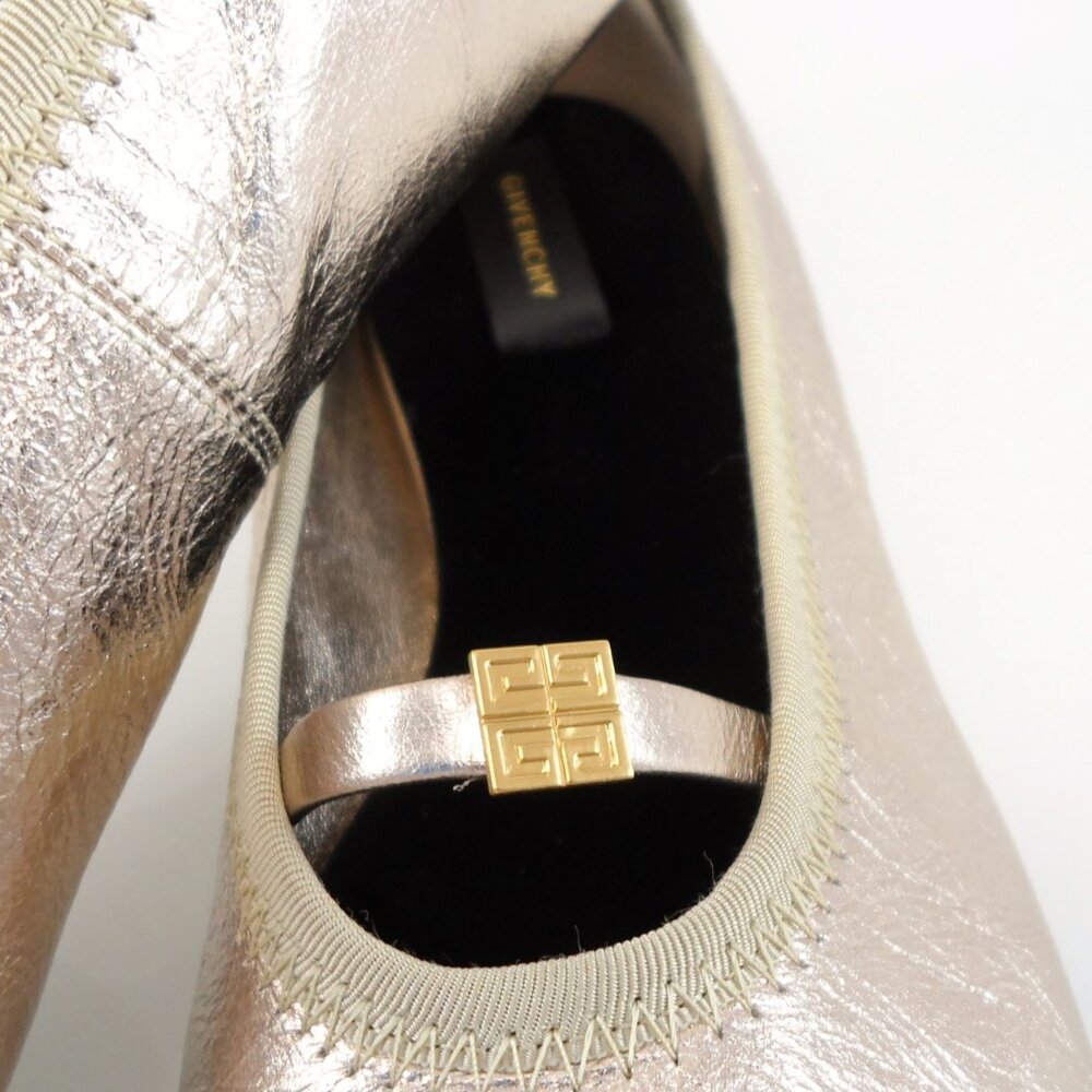 NIB$775 GIVENCHY Embellished Pleated Metallic 4G Ballerina Slip-On Flats 36 6 - Picture 10 of 16
